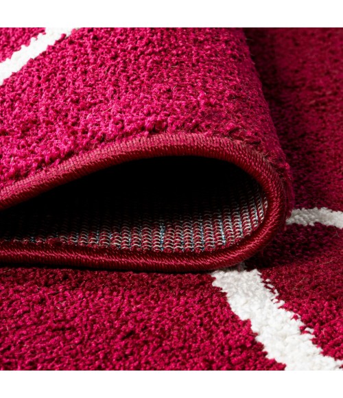 Cole Minimalist Diamond Trellis Red/White 5' Round Area Rug