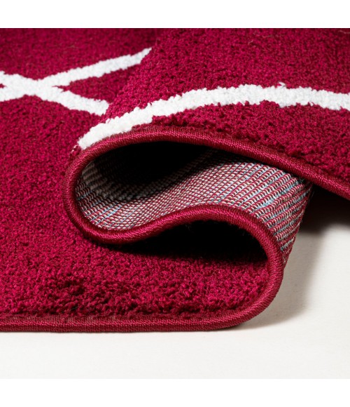 Cole Minimalist Diamond Trellis Red/White 5' Round Area Rug