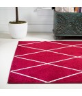 Cole Minimalist Diamond Trellis Red/White 4 ft. x 6 ft. Area Rug