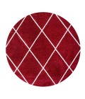 Cole Minimalist Diamond Trellis Red/White 5' Round Area Rug