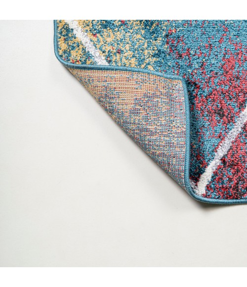 Cole Minimalist Diamond Trellis Multi/White 5' Round Area Rug