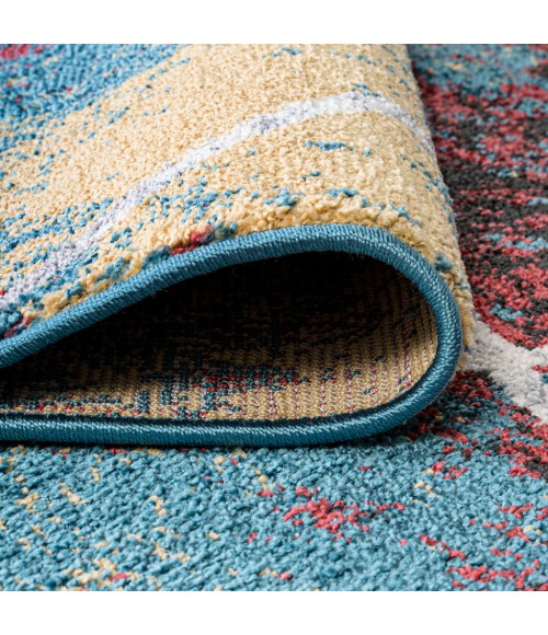 Cole Minimalist Diamond Trellis Multi/White 5' Round Area Rug