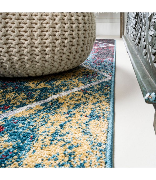 Cole Minimalist Diamond Trellis Multi/White 5' Round Area Rug