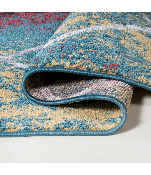 Cole Minimalist Diamond Trellis Multi/White 5' Round Area Rug