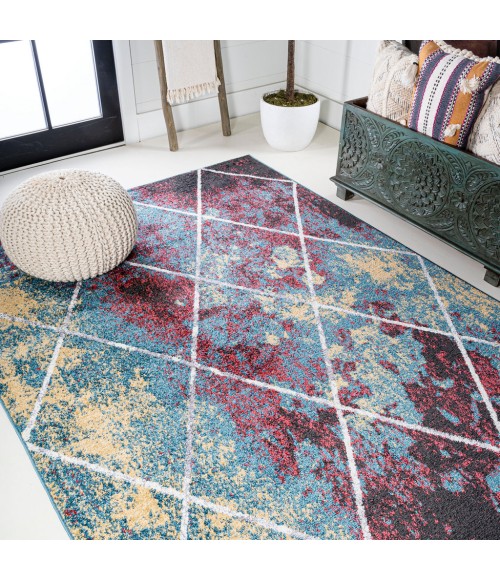 Cole Minimalist Diamond Trellis Multi/White 8 ft. x 10 ft. Area Rug