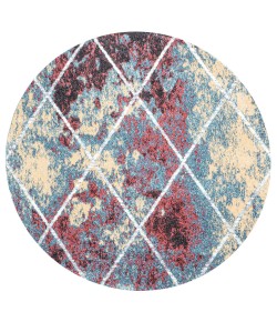 Jonathany Supersoft SEU102J Multi/White Area Rug 5 ft. 3 in. X 5 ft. 3 in. Round