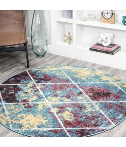 Jonathany Supersoft SEU102J Multi/White Area Rug 5 ft. 3 in. X 5 ft. 3 in. Round
