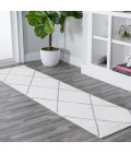 Cole Minimalist Diamond Trellis White/Gray 2 ft. x 10 ft. Runner Rug