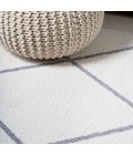Cole Minimalist Diamond Trellis White/Gray 5' Round Area Rug