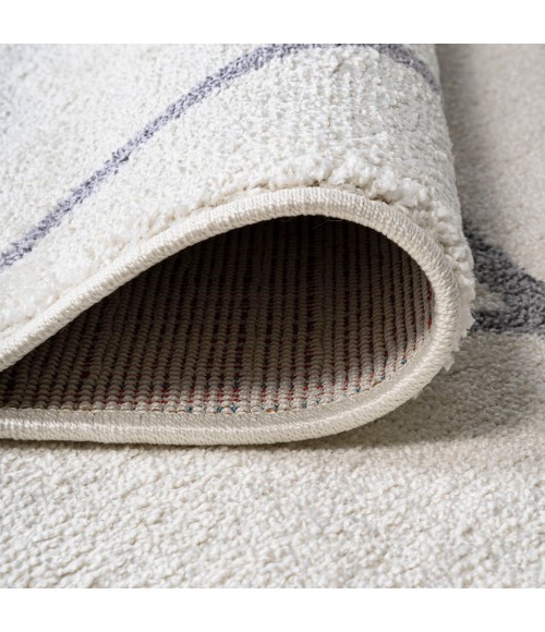 Cole Minimalist Diamond Trellis White/Gray 5' Round Area Rug