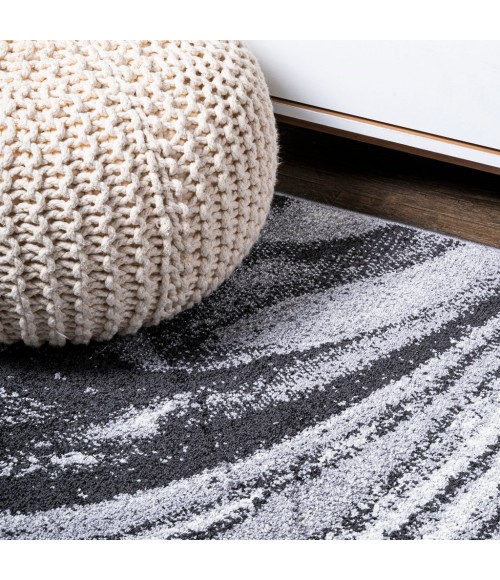 SUPERSOFT Area Rug Viscon Abstract Marble Contemporary Light Gray/Black 5 ft. x 8 ft. Area Rug