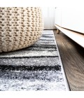 Viscon Abstract Marble Contemporary Light Gray/Black 2 ft. x 10 ft. Runner Rug