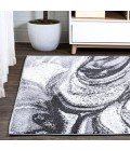 SUPERSOFT Area Rug Viscon Abstract Marble Contemporary Light Gray/Black 5 ft. x 8 ft. Area Rug
