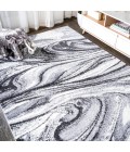 SUPERSOFT Area Rug Viscon Abstract Marble Contemporary Light Gray/Black 5 ft. x 8 ft. Area Rug
