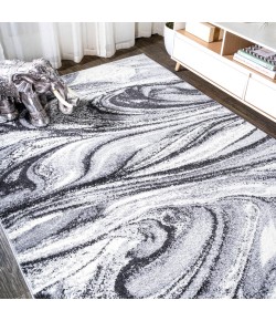 Jonathany Supersoft SEU207A Light Gray/Black Area Rug 5 ft. X 8 ft. Rectangle