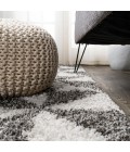 LONDON SHAG Area Rug Alcudia Geometric Shag Beige/Dark Gray 2 ft. x 8 ft. Runner Rug