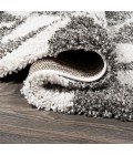 LONDON SHAG Area Rug Alcudia Geometric Shag Beige/Dark Gray 2 ft. x 8 ft. Runner Rug