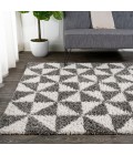 LONDON SHAG Area Rug Alcudia Geometric Shag Beige/Dark Gray 4 ft. x 6 ft. Area Rug