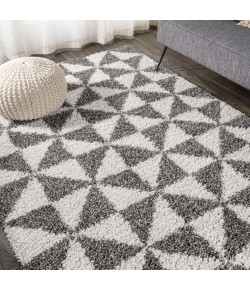 Jonathany London Shag SHG100A Beige/Dark Gray Area Rug 4 ft. X 6 ft. Rectangle
