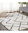 LONDON SHAG Area Rug Inca Moroccan Diamond Shag Beige/Dark Gray 5 ft. x 8 ft. Area Rug
