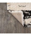 LONDON SHAG Area Rug Nova Modern Bold Strie' Shag Beige/Black/Yellow 8 ft. x 10 ft. Area Rug
