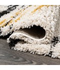 LONDON SHAG Area Rug Nova Modern Bold Strie' Shag Beige/Black/Yellow 2 ft. x 8 ft. Runner Rug