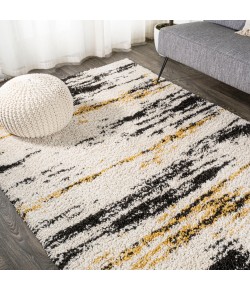 Jonathany London Shag SHG102A Beige/Black/Yellow Area Rug 7 ft. 9 in. X 10 ft. Rectangle