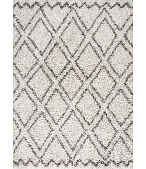 LONDON SHAG Area Rug Soller Diamond Trellis Shag Beige/Dark Gray 3 ft. x 5 ft. Area Rug