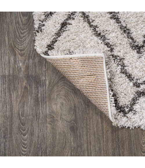 LONDON SHAG Area Rug Soller Diamond Trellis Shag Beige/Dark Gray 3 ft. x 5 ft. Area Rug