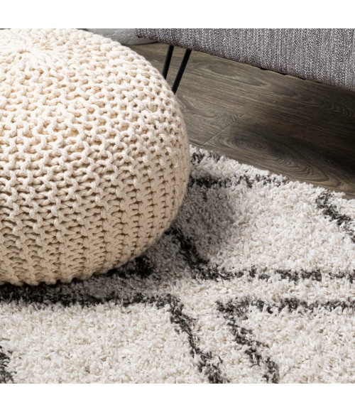 LONDON SHAG Area Rug Soller Diamond Trellis Shag Beige/Dark Gray 3 ft. x 5 ft. Area Rug