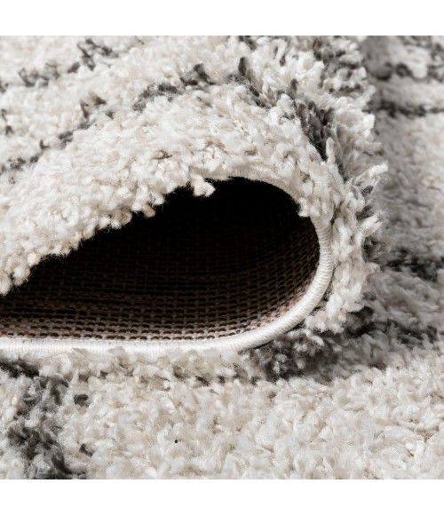 LONDON SHAG Area Rug Soller Diamond Trellis Shag Beige/Dark Gray 3 ft. x 5 ft. Area Rug