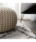 LONDON SHAG Area Rug Soller Diamond Trellis Shag Beige/Dark Gray 2 ft. x 8 ft. Runner Rug