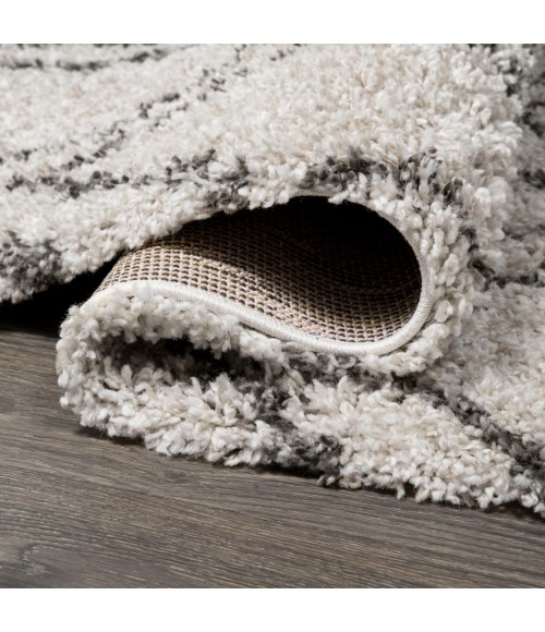 LONDON SHAG Area Rug Soller Diamond Trellis Shag Beige/Dark Gray 2 ft. x 8 ft. Runner Rug