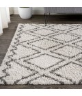 LONDON SHAG Area Rug Soller Diamond Trellis Shag Beige/Dark Gray 3 ft. x 5 ft. Area Rug