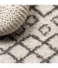 LONDON SHAG Area Rug Algaida Moroccan Diamond Shag Beige/Dark Gray 4 ft. x 6 ft. Area Rug