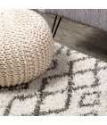 LONDON SHAG Area Rug Algaida Moroccan Diamond Shag Beige/Dark Gray 4 ft. x 6 ft. Area Rug