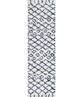 LONDON SHAG Area Rug Sineu Moroccan Diamond Shag Beige/Navy 2 ft. x 8 ft. Runner Rug
