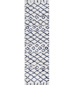 Jonathany London Shag SHG104B Beige/Navy Area Rug 2 ft. 3 in. X 8 ft. Runner