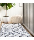 LONDON SHAG Area Rug Sineu Moroccan Diamond Shag Beige/Navy 2 ft. x 8 ft. Runner Rug