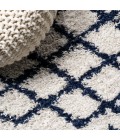 LONDON SHAG Area Rug Sineu Moroccan Diamond Shag Beige/Navy 3 ft. x 5 ft. Area Rug