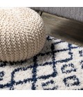 LONDON SHAG Area Rug Sineu Moroccan Diamond Shag Beige/Navy 3 ft. x 5 ft. Area Rug