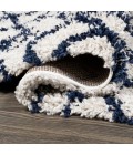 LONDON SHAG Area Rug Sineu Moroccan Diamond Shag Beige/Navy 2 ft. x 8 ft. Runner Rug