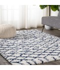 LONDON SHAG Area Rug Sineu Moroccan Diamond Shag Beige/Navy 3 ft. x 5 ft. Area Rug