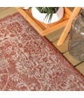 Tela Bohemian Textured Weave Floral Red/Taupe 4 ft. x 6 ft. Indoor/Outdoor Area Rug