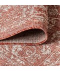 SANTA MONICA Area Rug Tela Bohemian Textured Weave Floral Red/Taupe 2 ft. x 8 ft. Indoor/Outdoor Runner Rug