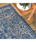 SANTA MONICA Area Rug Tela Bohemian Textured Weave Floral Navy/Gray 8 ft. x 10 ft. Indoor/Outdoor Area Rug
