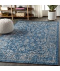 SANTA MONICA Area Rug Tela Bohemian Textured Weave Floral Navy/Gray 8 ft. x 10 ft. Indoor/Outdoor Area Rug