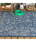 SANTA MONICA Area Rug Tela Bohemian Textured Weave Floral Navy/Gray 8 ft. x 10 ft. Indoor/Outdoor Area Rug