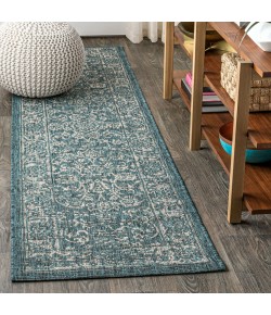 Jonathany Santa Monica SMB100C Teal/Gray Area Rug 2 ft. 2 in. X 10 ft. Runner