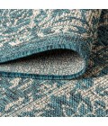 SANTA MONICA Area Rug Tela Bohemian Textured Weave Floral Teal/Gray 2 ft. x 10 ft. Indoor/Outdoor Runner Rug